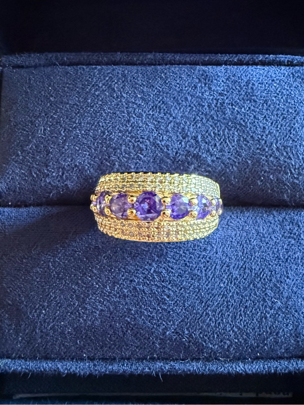Bomb Party OG Ring “ Field Of Dreams “ SIZE 6 Gold Plating Lab Created Amethyst